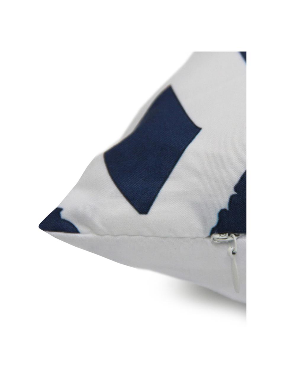 Poszewka na poduszkę Barbara, Poliester, Biały, niebieski, S 40 x D 40 cm