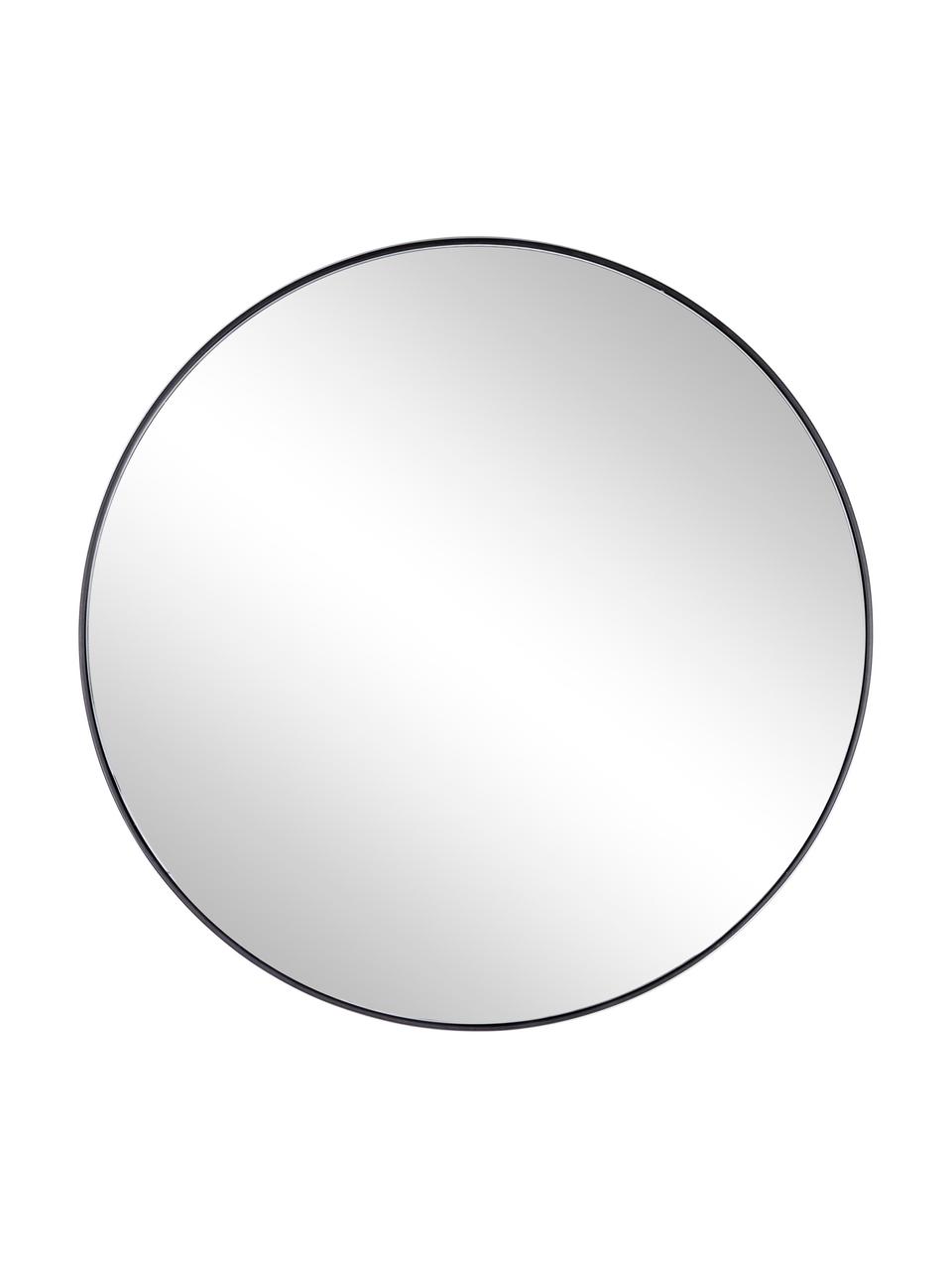Specchio rotondo da parete con cornice in metallo nero Nucleos, Cornice: metallo rivestito, Superficie dello specchio: lastra di vetro, Nero, Ø 70 cm x Prof. 2 cm