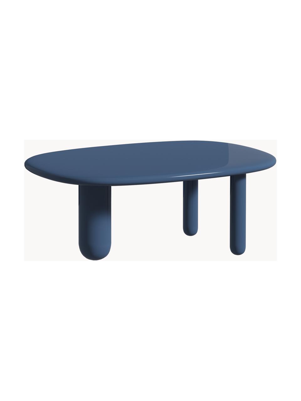 Ovaler Couchtisch Tottori, Mitteldichte Holzfaserplatte (MDF), lackiert, Graublau, glänzend, B 78 x T 54 cm