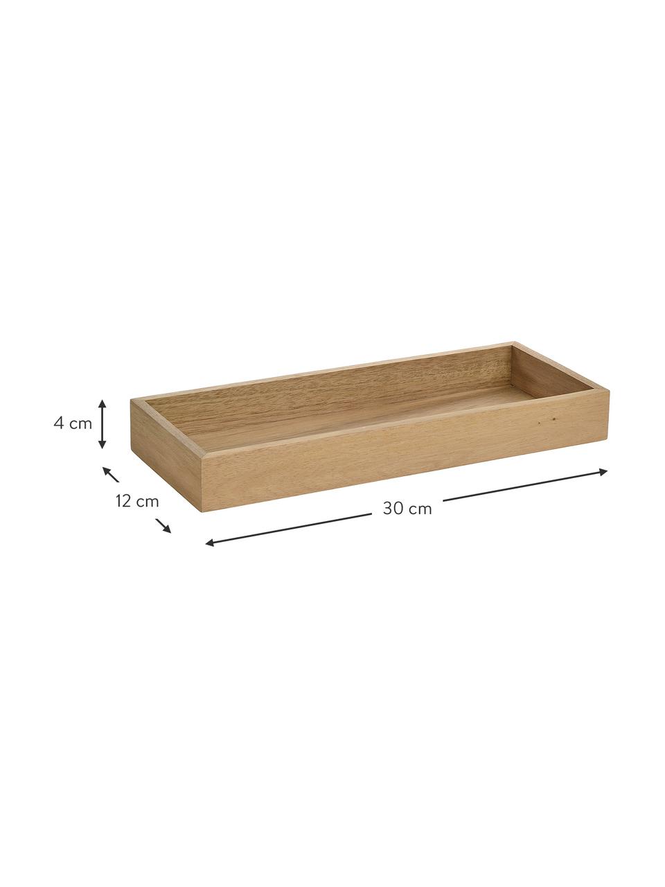 Plateau décoratif bois d'acacia Mika, Bois d'acacia, Beige, larg. 30 x prof. 12 cm