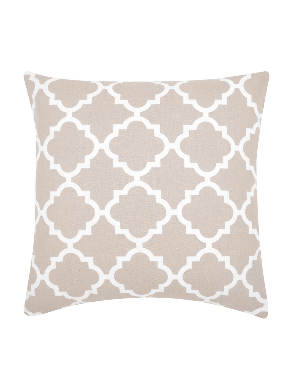 Kussenhoes Lana in beige met grafisch patroon, 100% katoen, Beige, B 45 x L 45 cm