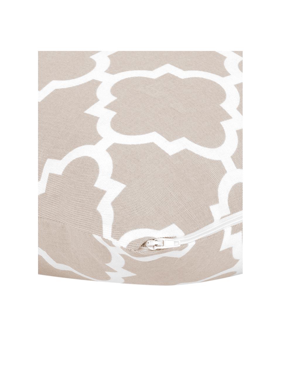 Kissenhülle Lana mit grafischem Muster, 100% Baumwolle, Beige, Weiss, B 45 x L 45 cm