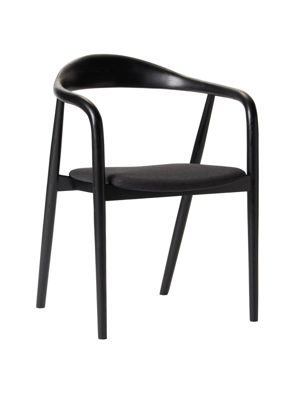 Chaise en bois avec coussin d'assise Angelina, Noir, garnissage de l'assise noir, larg. 57 x haut. 80 cm