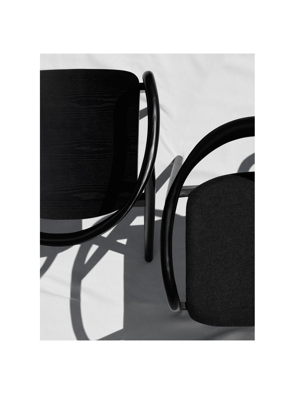 Chaise en bois avec coussin d'assise Angelina, Tissu noir, noir, larg. 57 x haut. 80 cm