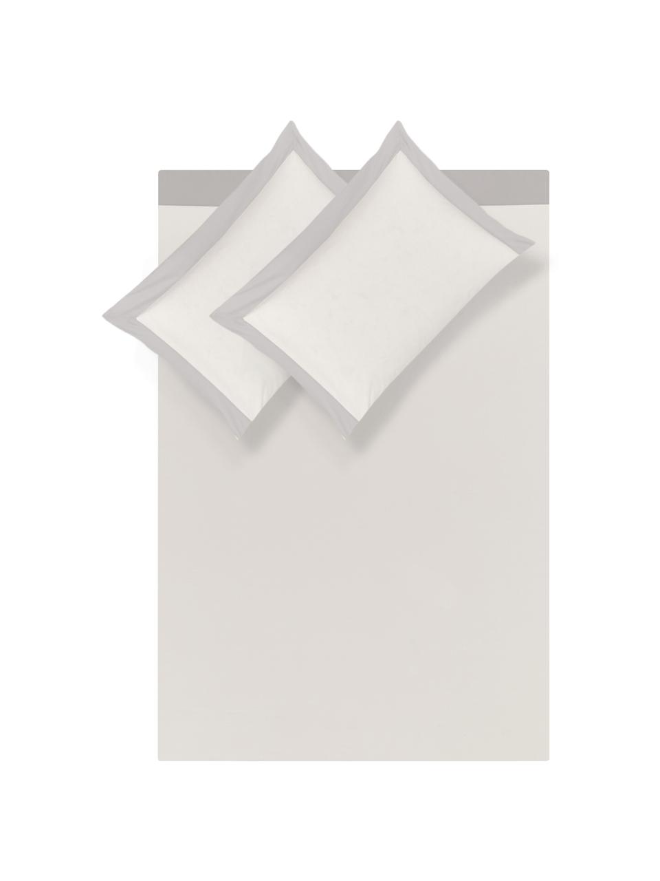 Set lenzuola in percalle Plein 4 pz, Grigio, bianco latteo, 260 x 295 cm