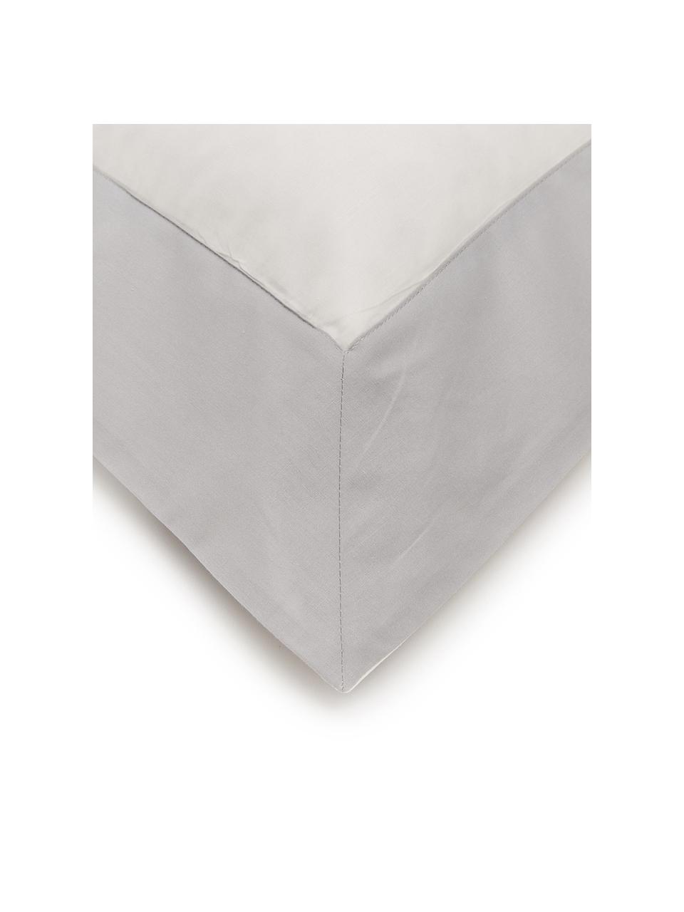 Set lenzuola in percalle Plein 4 pz, Grigio, bianco latteo, 260 x 295 cm
