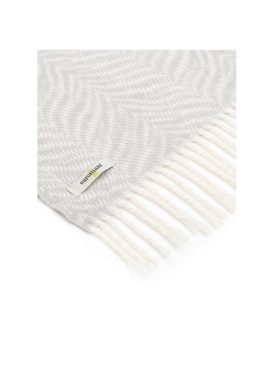 Manta Tigre, 50% algodón, 50% acrílico, Gris claro, blanco crudo, An 140 x L 180 cm