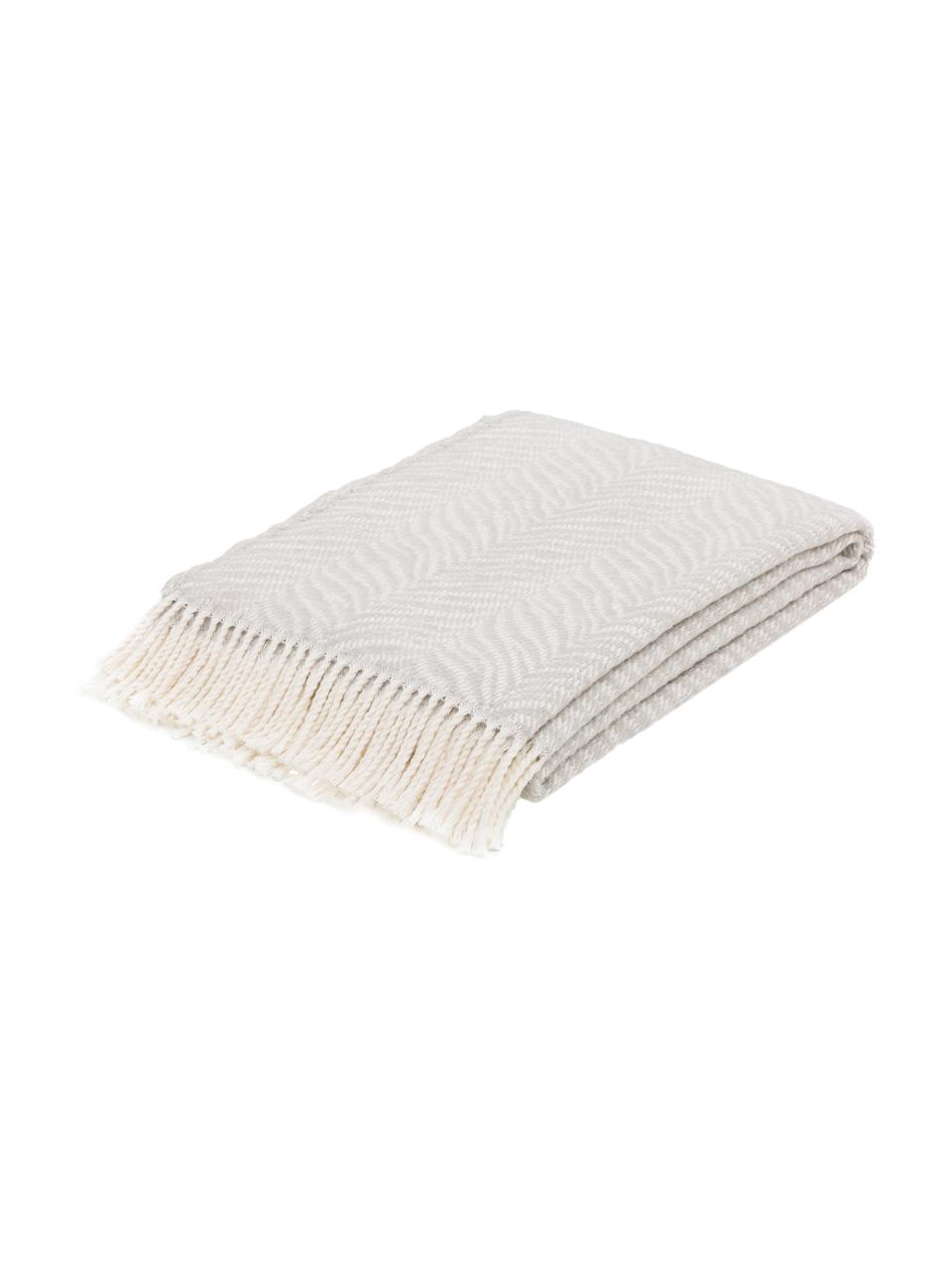 Manta Tigre, 50% algodón, 50% acrílico, Gris claro, blanco crudo, An 140 x L 180 cm