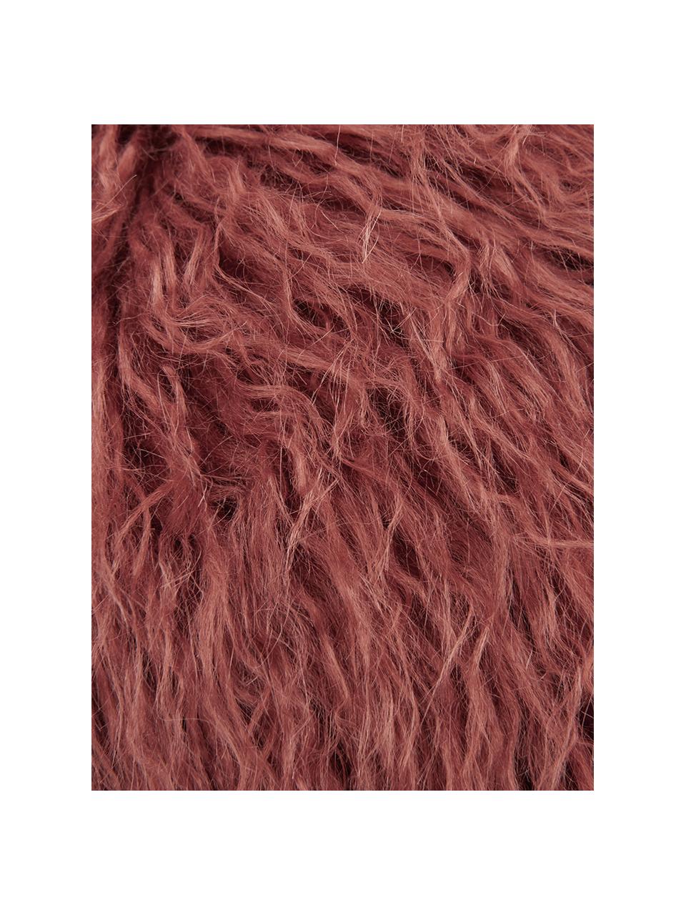 Housse de coussin rectangulaire imitation fourrure frisée Morten, Terre cuite