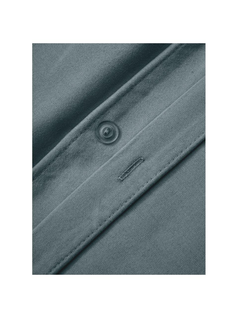 Flanellen dekbedovertrek Biba van katoen in grijsgroen, Weeftechniek: flanel Flanel is een knuf, Grijsgroen, B 200 x L 200 cm