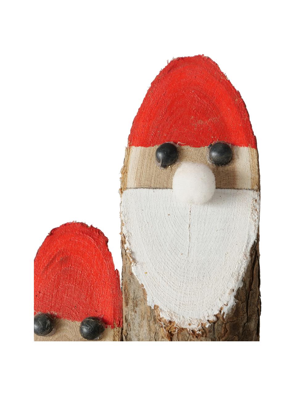 Decoratieve kerstmannen Gylla van hout, 3 stuks, Hout, Bruin, wit, rood, zwart, Ø 7 x H 20 cm