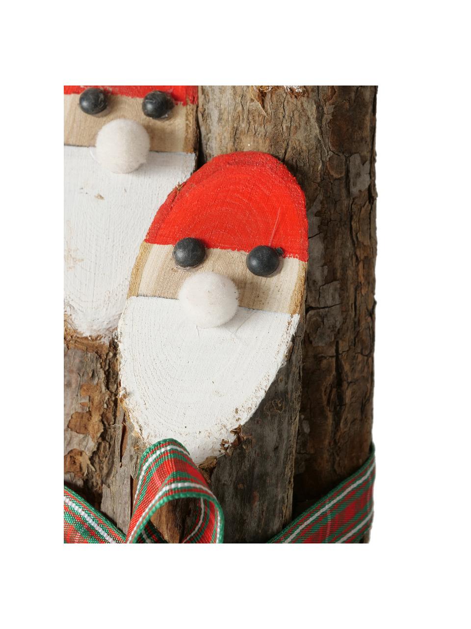 Objets décoratif en bois Noël Gylla, 3 élém., Bois, Brun, blanc, rouge, Ø 7 x haut. 20 cm