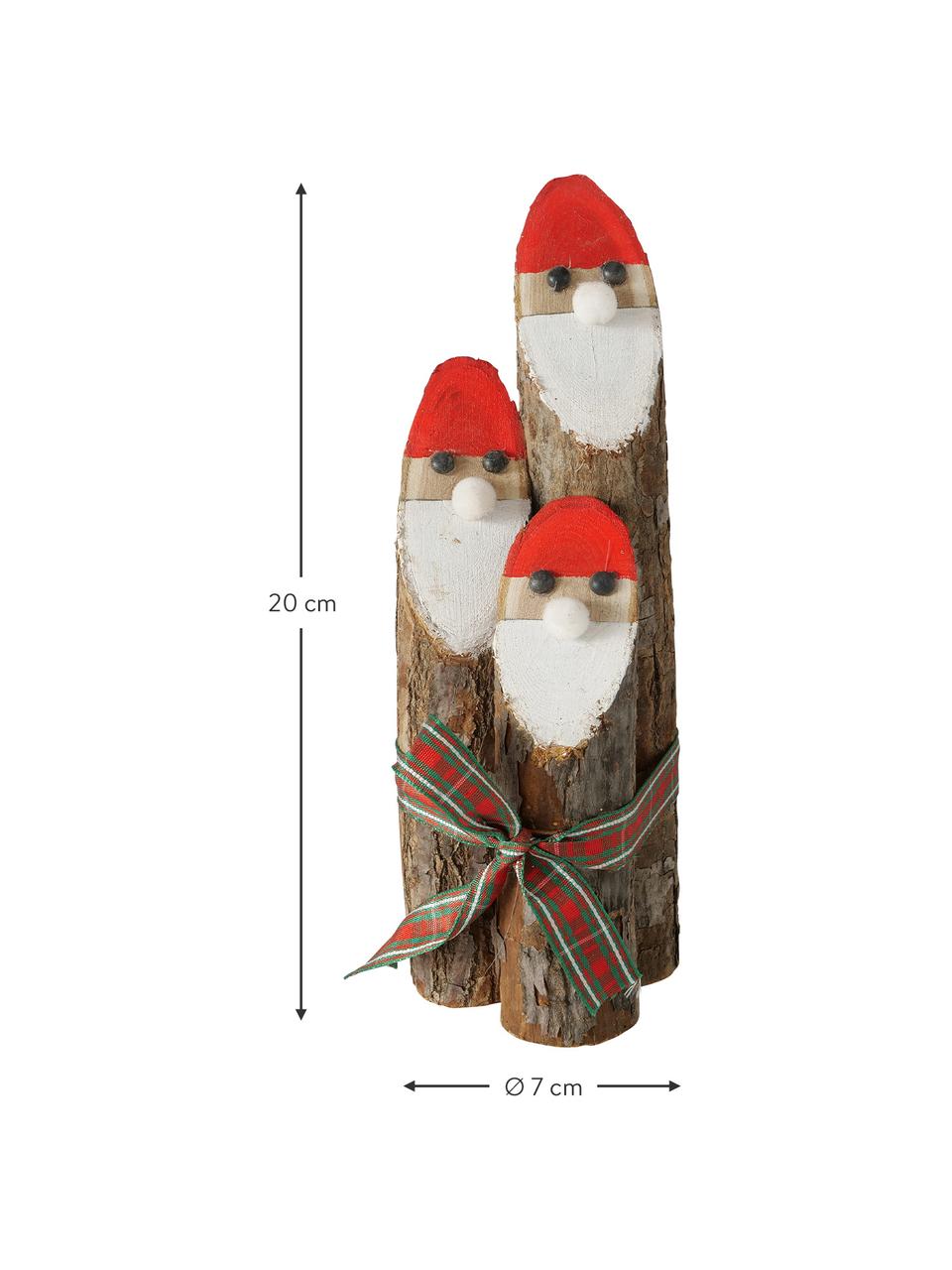 Decoratieve kerstmannen Gylla van hout, 3 stuks, Hout, Bruin, wit, rood, zwart, Ø 7 x H 20 cm