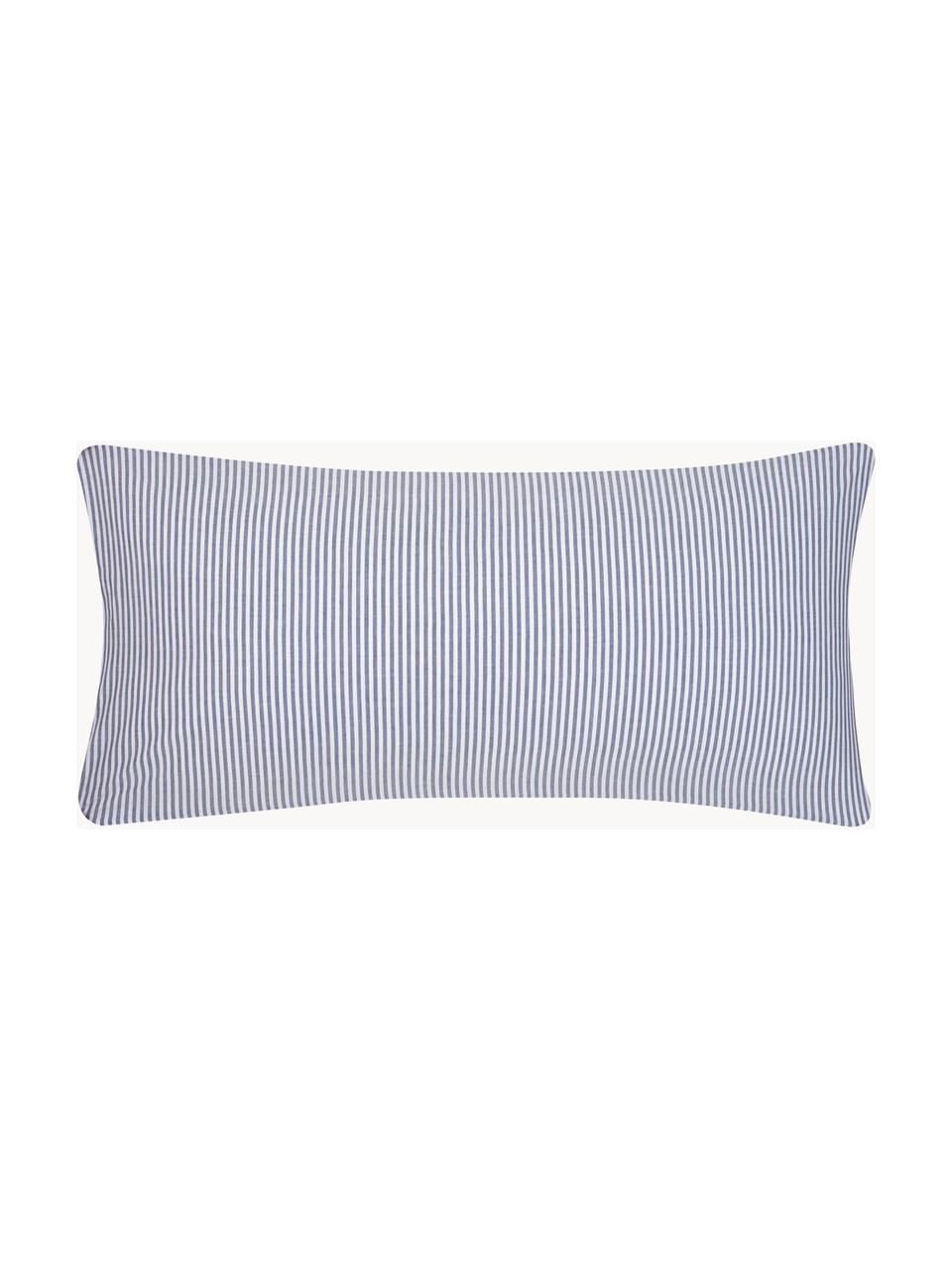 Funda de almohada de algodón Ellie, 45 x 85 cm, Blanco, azul oscuro, An 45 x L 85 cm