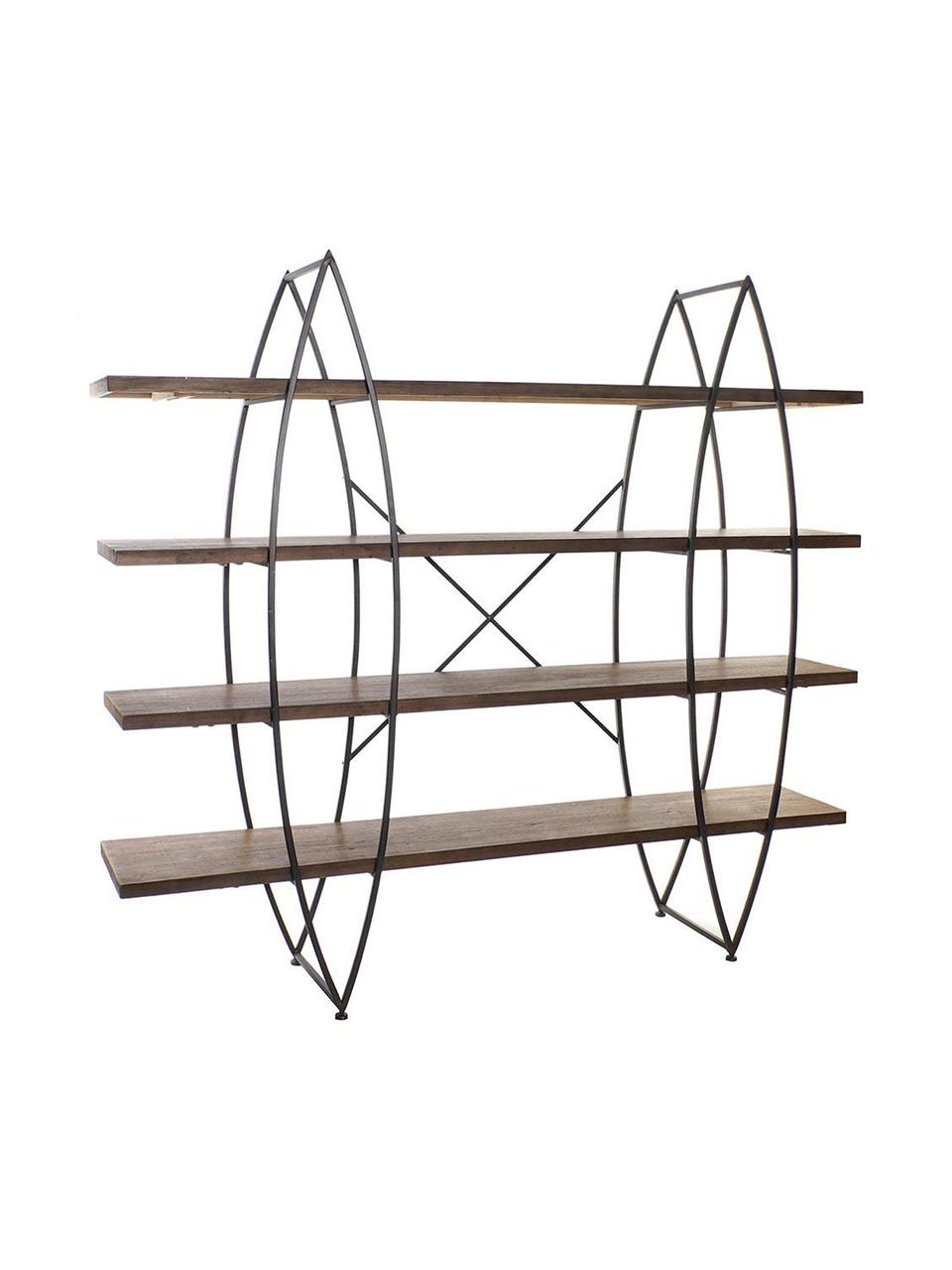 Estantería Grid, Estructura: metal, Estantes: madera de abeto, Negro, An 200 x Al 184 cm