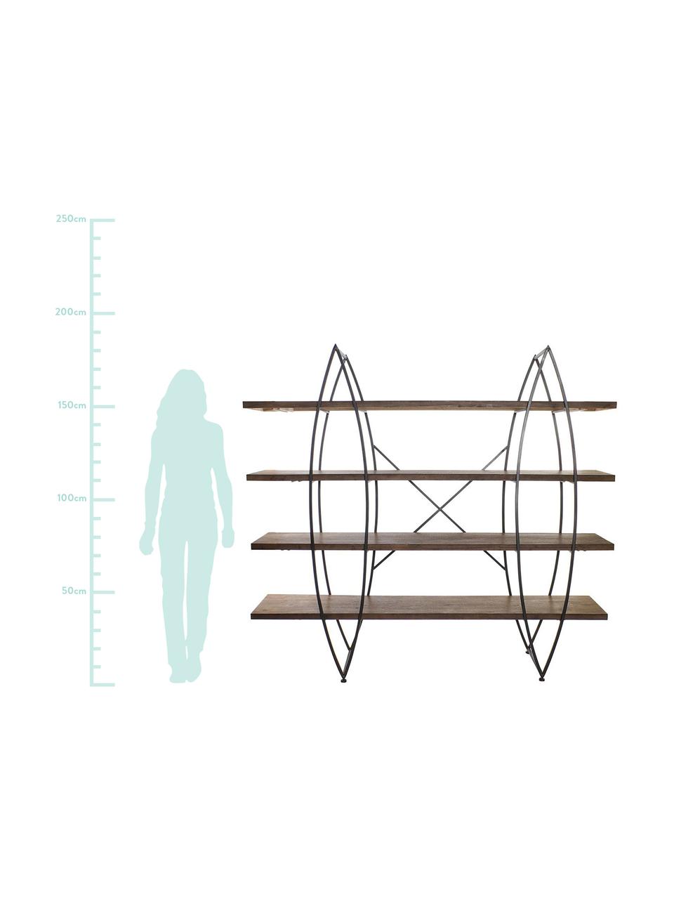 Estantería Grid, Estructura: metal, Estantes: madera de abeto, Negro, An 200 x Al 184 cm