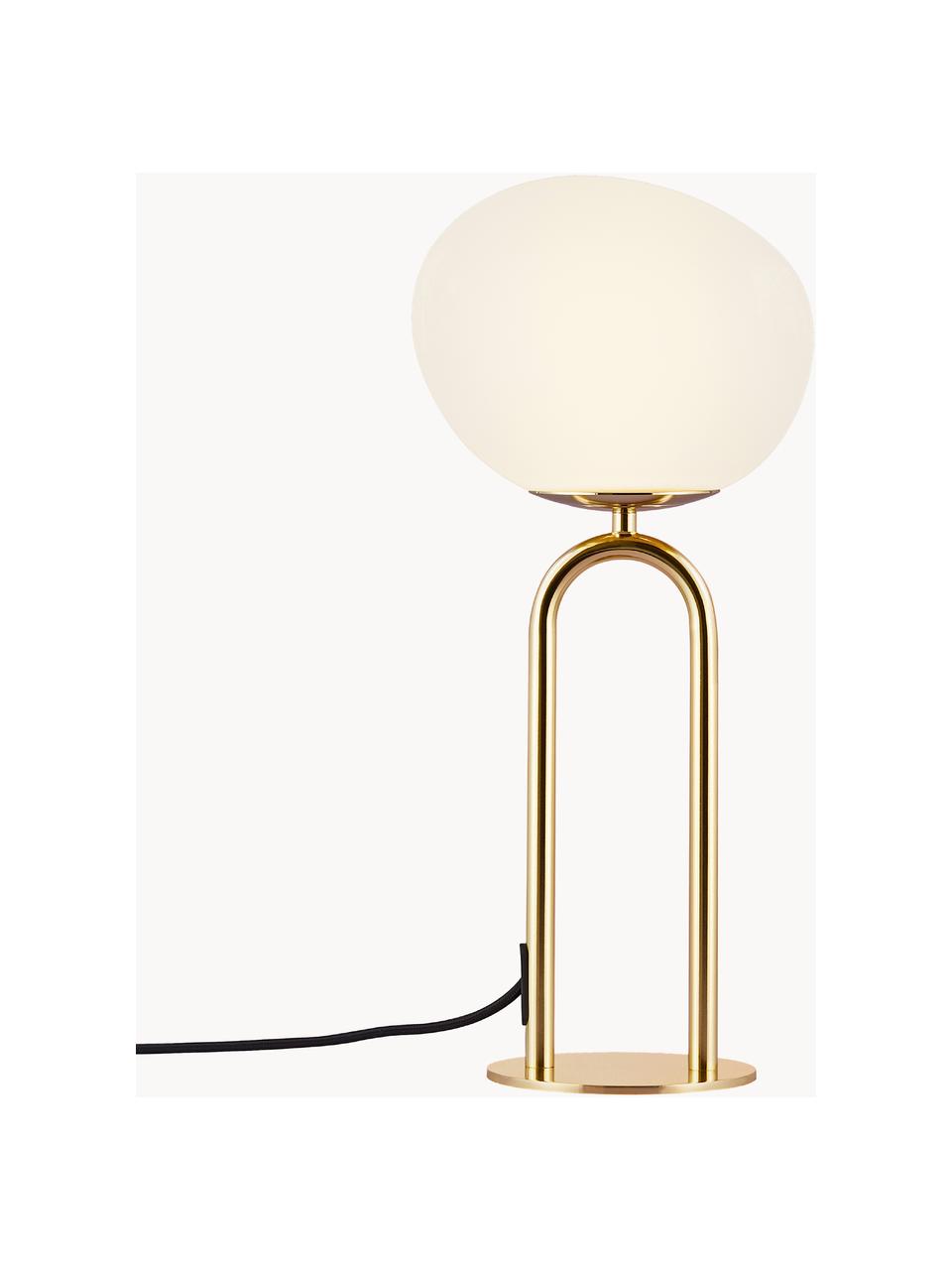 Lampada da tavolo in vetro opalino Forme, Paralume: vetro opalino, soffiato a, Bianco crema, dorato, Ø 22 x Alt. 47 cm