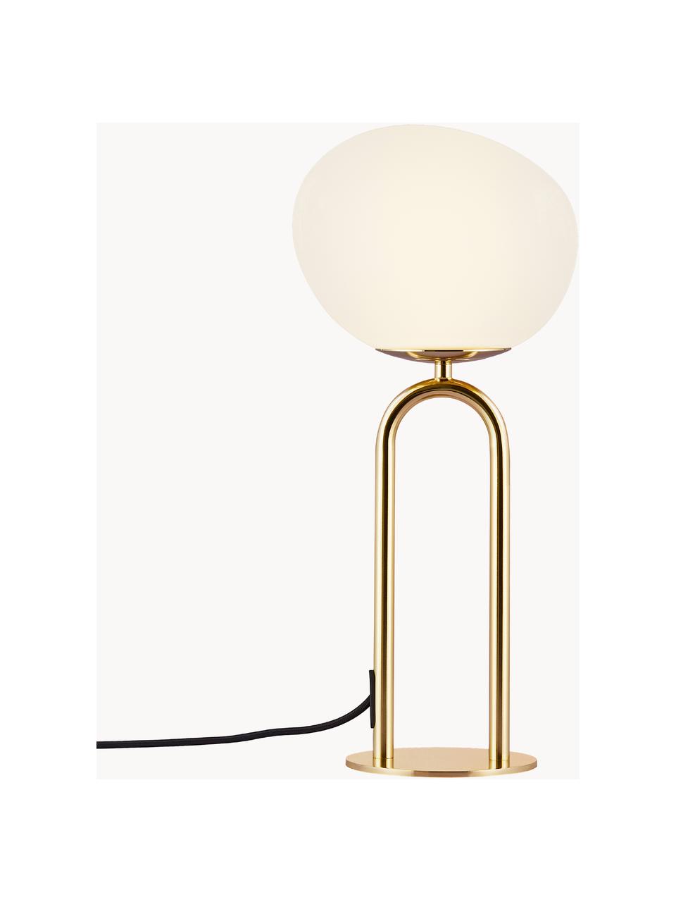 Tischlampe Shapes aus Opalglas, Lampenschirm: Opalglas, mundgeblasen, Cremeweiss, Goldfarben, Ø 22 x H 47 cm