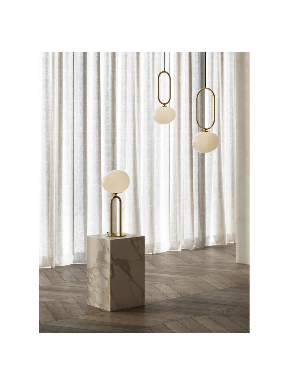 Lampada da tavolo in vetro opalino Forme, Paralume: vetro opalino, soffiato a, Bianco crema, dorato, Ø 22 x Alt. 47 cm