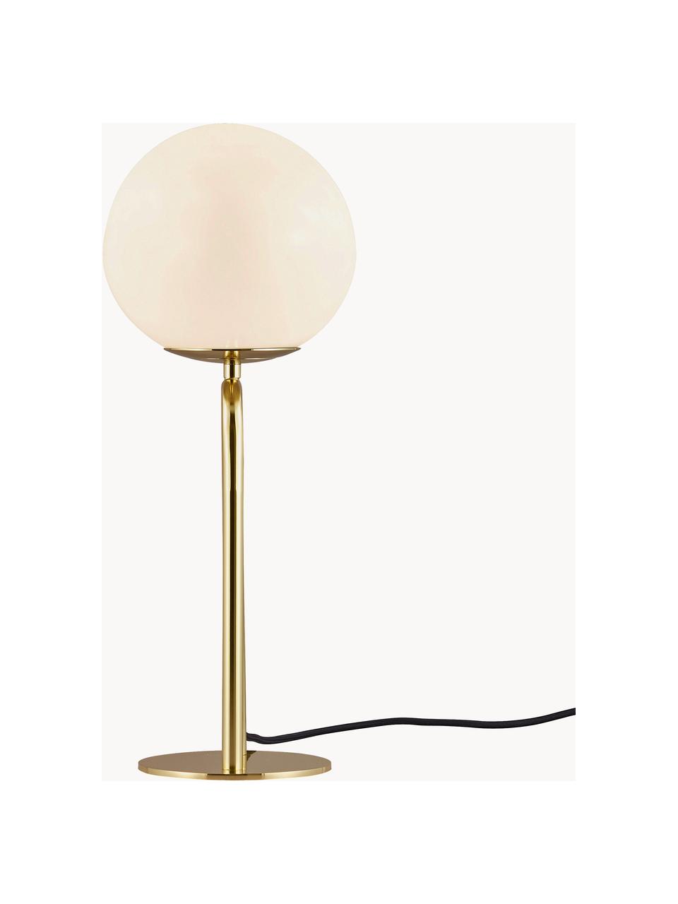Lampa stołowa ze szkła opalowego Shapes, Stelaż: metal szczotkowany, Kremowobiały, odcienie złotego, Ø 22 x W 47 cm