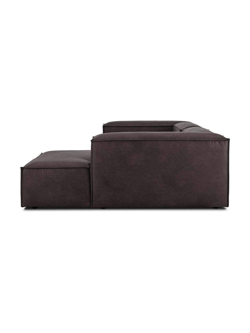 Narożna sofa modułowa ze skóry z recyklingu Lennon, Tapicerka: skóra z recyklingu (70% s, Stelaż: lite drewno, sklejka, Nogi: tworzywo sztuczne, Skóra taupe, S 238 x G 180 cm, lewostronna