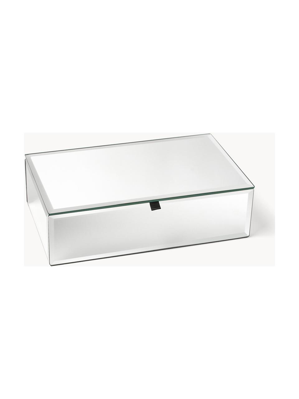 Aufbewahrungsbox Melvin, Außen: Spiegelglas, Innen: Samt, Silberfarben, B 24 x T 14 cm