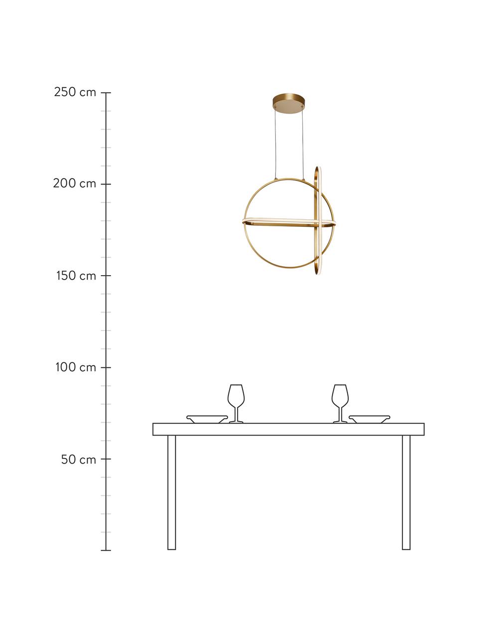 Lampada a sospensione a LED ottonata Arte, Disco diffusore: vetro acrilico, Baldacchino: alluminio rivestito, Ottonato, Larg. 52 x Alt. 61 cm