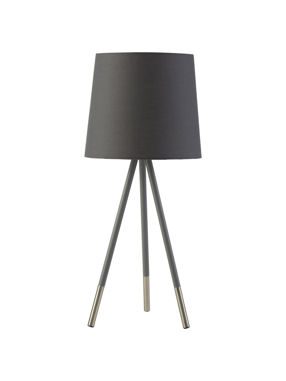 Lampada da tavolo treppiede Ripo, Paralume: tessuto, Base della lampada: acciaio, Grigio scuro, argentato, Ø 23 x Alt. 54 cm