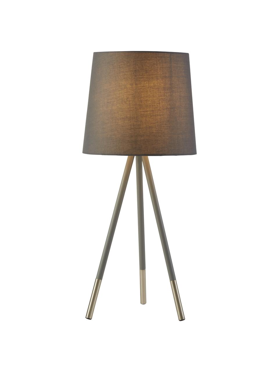 Lámpara de mesa tripode grande Ripo, Pantalla: tela, Gris oscuro, plateado, Ø 23 x Al 54 cm
