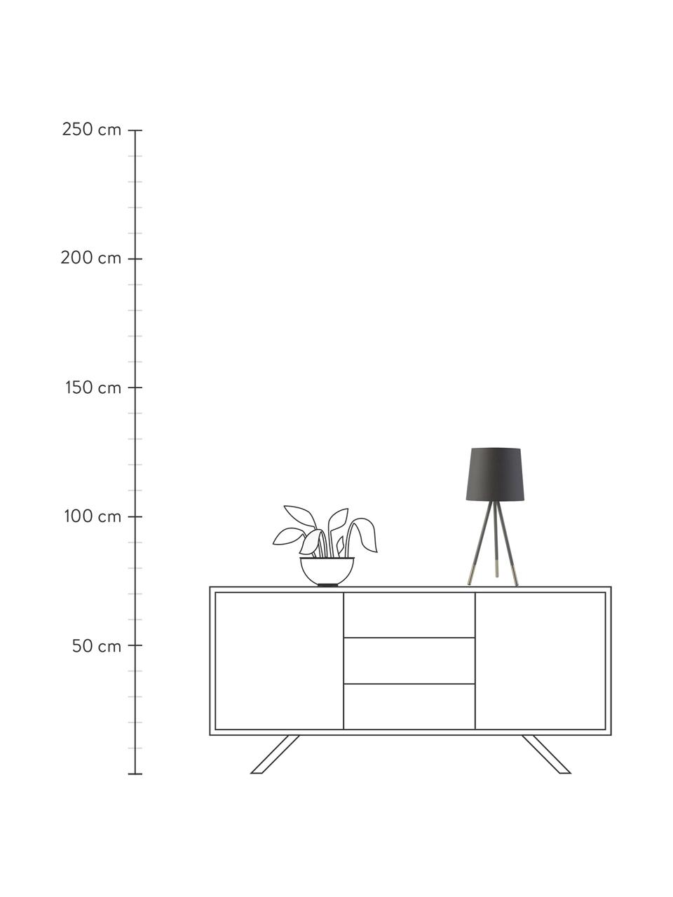 Grote tripod tafellamp Ripo, Lampenkap: stof, Lampvoet: staal, Donkergrijs, zilverkleurig, Ø 23 x H 54 cm