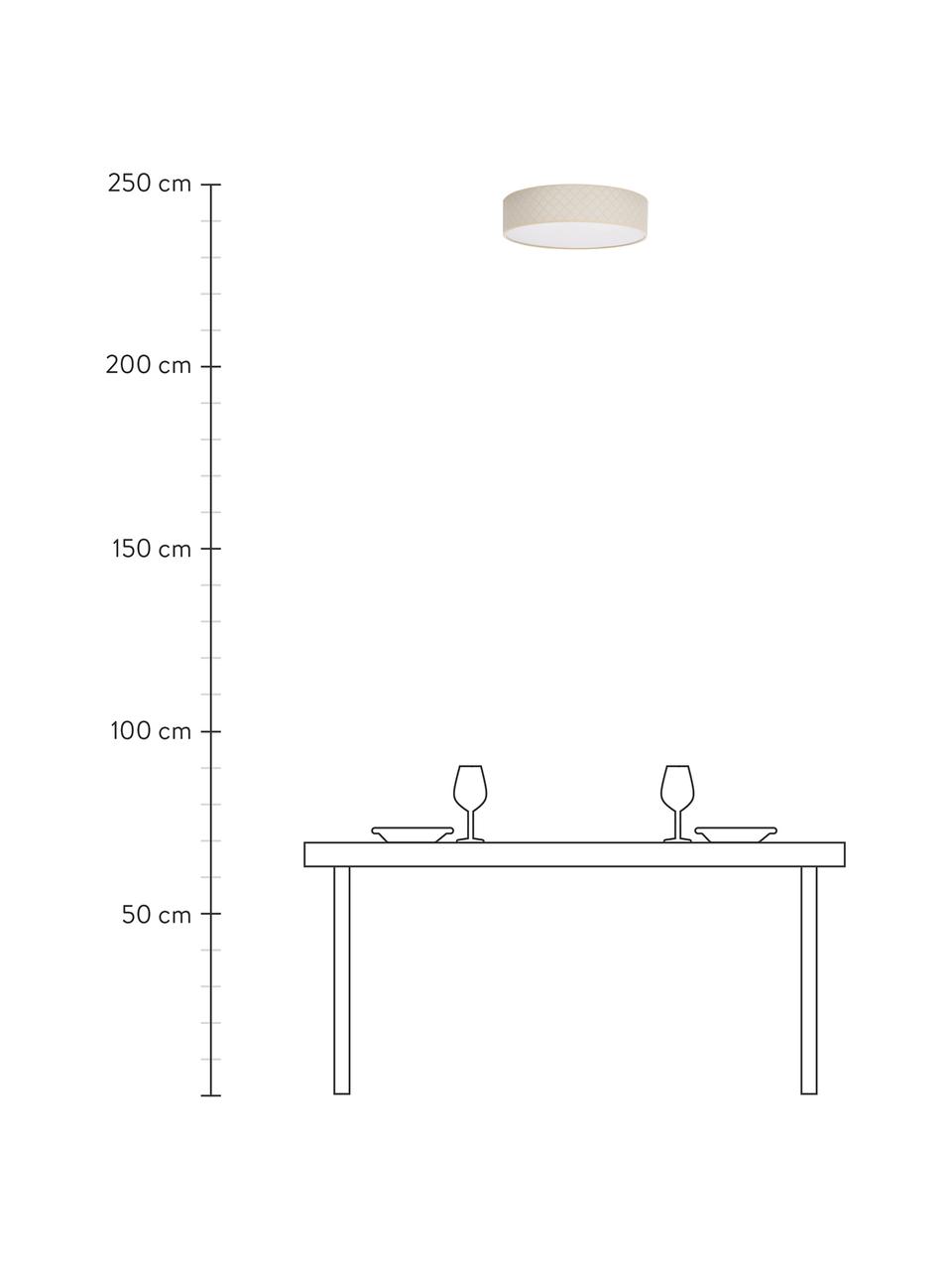 Plafondlamp Trece van kunstleer, Lampenkap: kunstleer, Diffuser: papier, Crèmekleurig, Ø 40 x H 11 cm