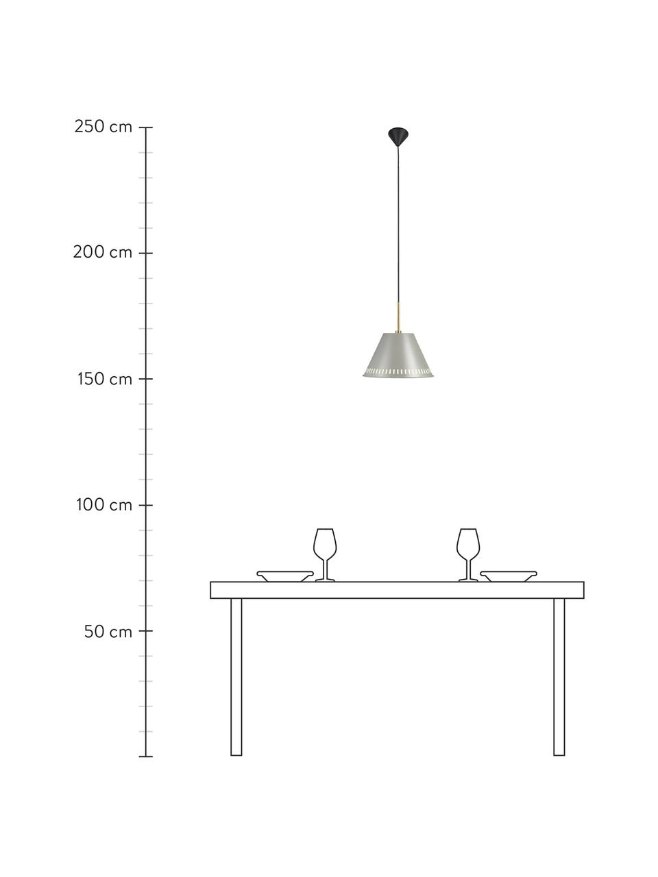 Retro hanglamp Pine, Lampenkap: gecoat metaal, Decoratie: gecoat metaal, Baldakijn: metaal, Grijs, messingkleurig, Ø 30  x H 31 cm