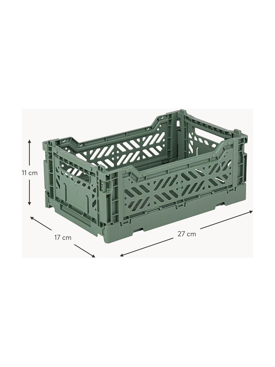 Klappbare Aufbewahrungsbox Mini, B 27 cm, Kunststoff, Salbeigrün, B 27 x T 17 cm