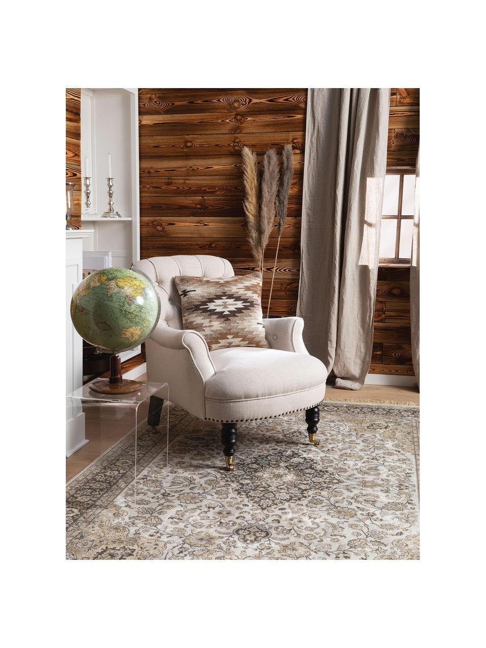 Federa arredo con motivo etnico in marrone/beige Dilan, 80% lana, 20% cotone, Marrone, Beige, Larg. 45 x Lung. 45 cm