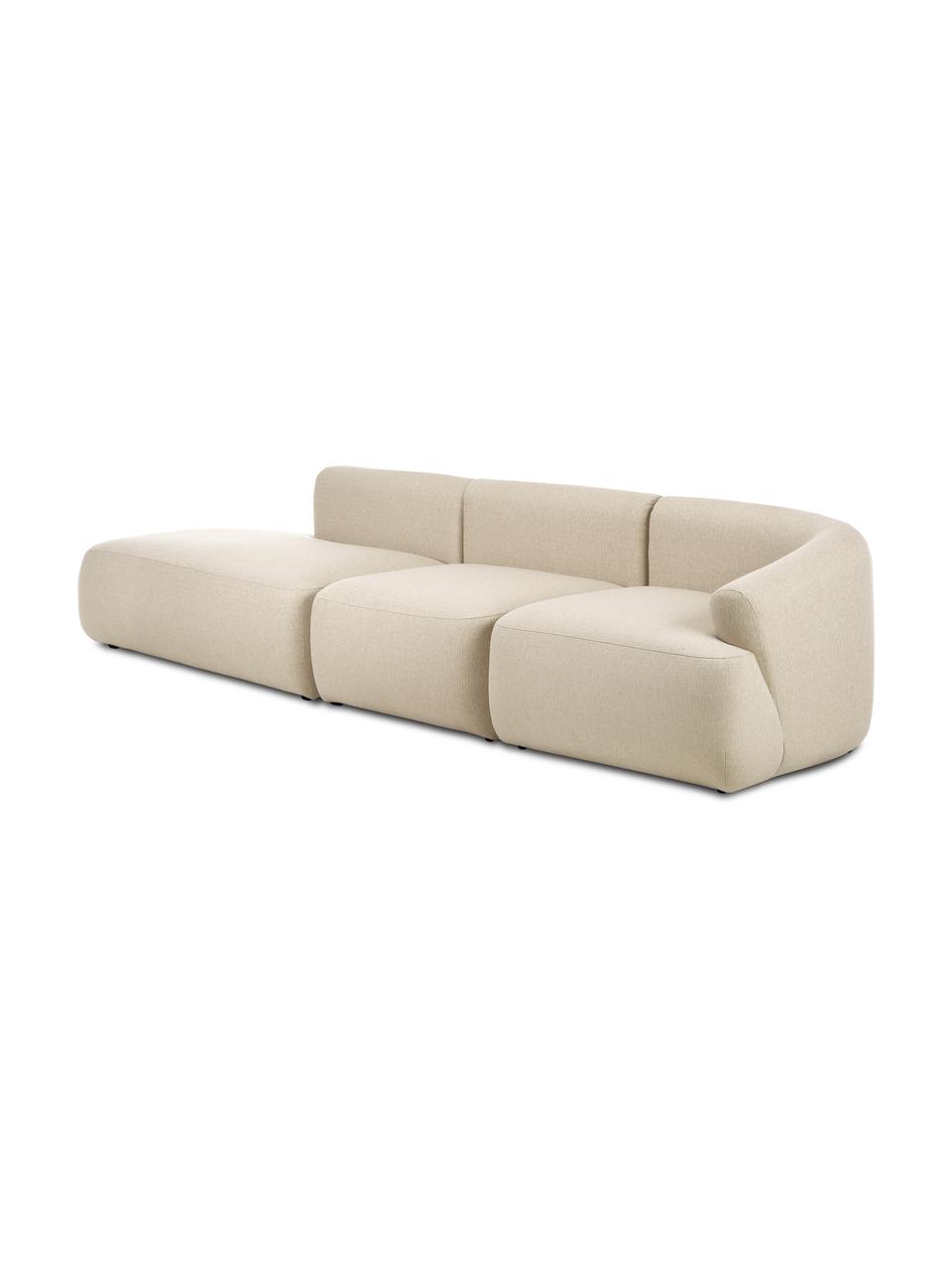 Modulare Ottomane Sofia, Bezug: 100% Polypropylen Der hoc, Gestell: Massives Kiefernholz, Spa, Füße: Kunststoff, Webstoff Beige, B 340 x T 95 cm, Rücklehne rechts