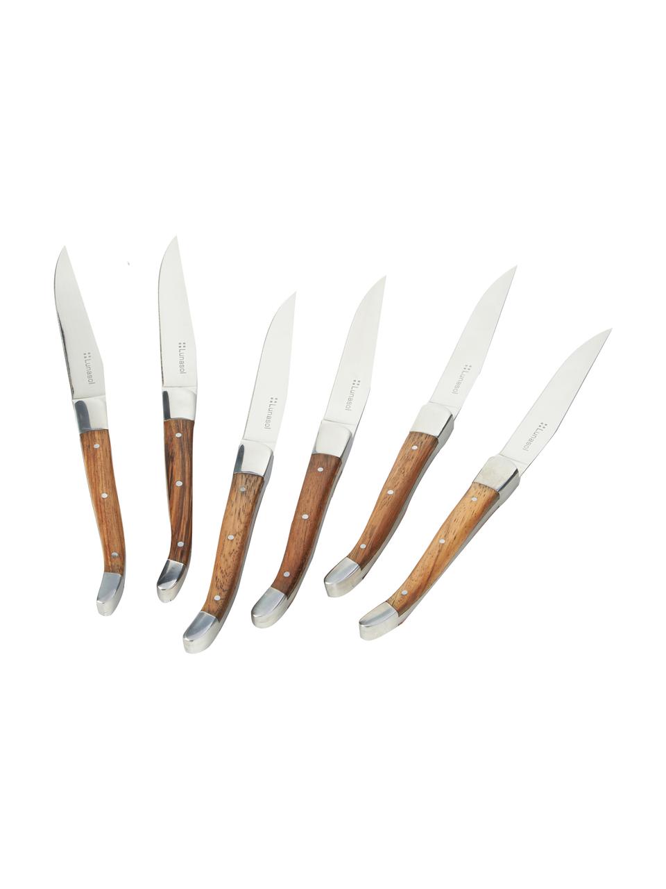 Coltello per carn con manico in legno Jasmine 6 pz, Manico: legno, Argentato, legno chiaro, Lunghezza 23 cm