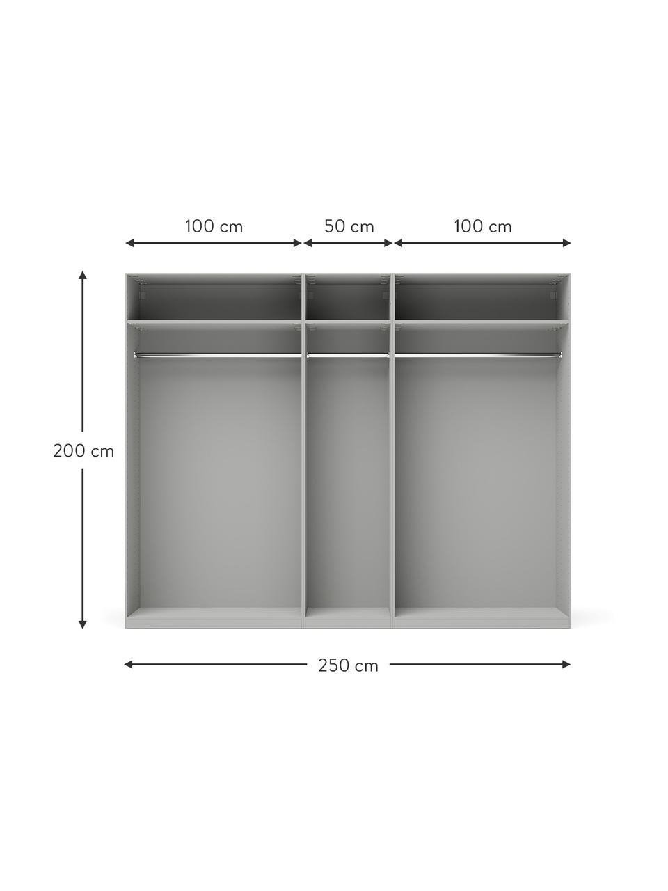 Modulární skříň s otočnými dveřmi Charlotte, šířka 250 cm, více variant, Šedá, Interiér Basic, V 200 cm