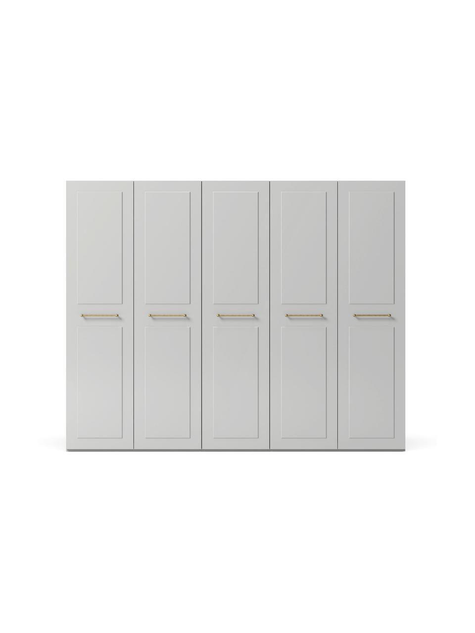 Szafa modułowa Charlotte, 5-drzwiowa, różne warianty, Korpus: płyta wiórowa z certyfika, Szary, S 250 x W 200 cm, Basic