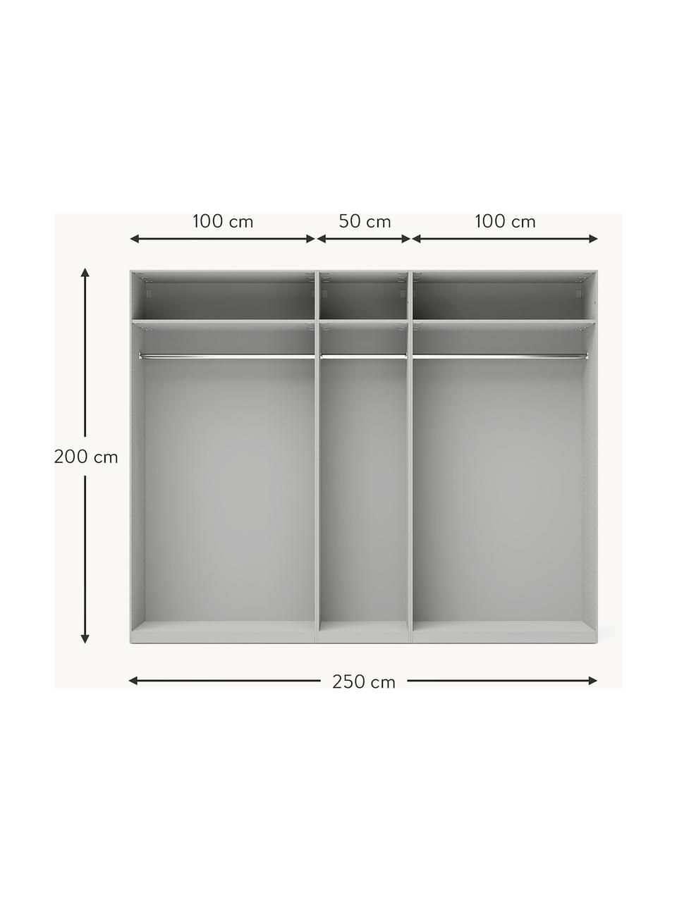 Modularer Drehtürenschrank Charlotte, 250 cm Breite, mehrere Varianten, Korpus: Spanplatte, FSC-zertifizi, Grau, Basic Interior, B 250 x H 200 cm