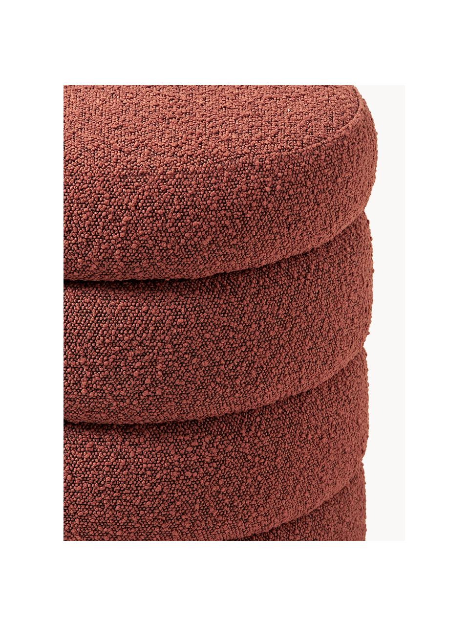 Pouf en bouclette avec rangement Alto, Bouclette rouge rouille, Ø 44 x haut. 48 cm