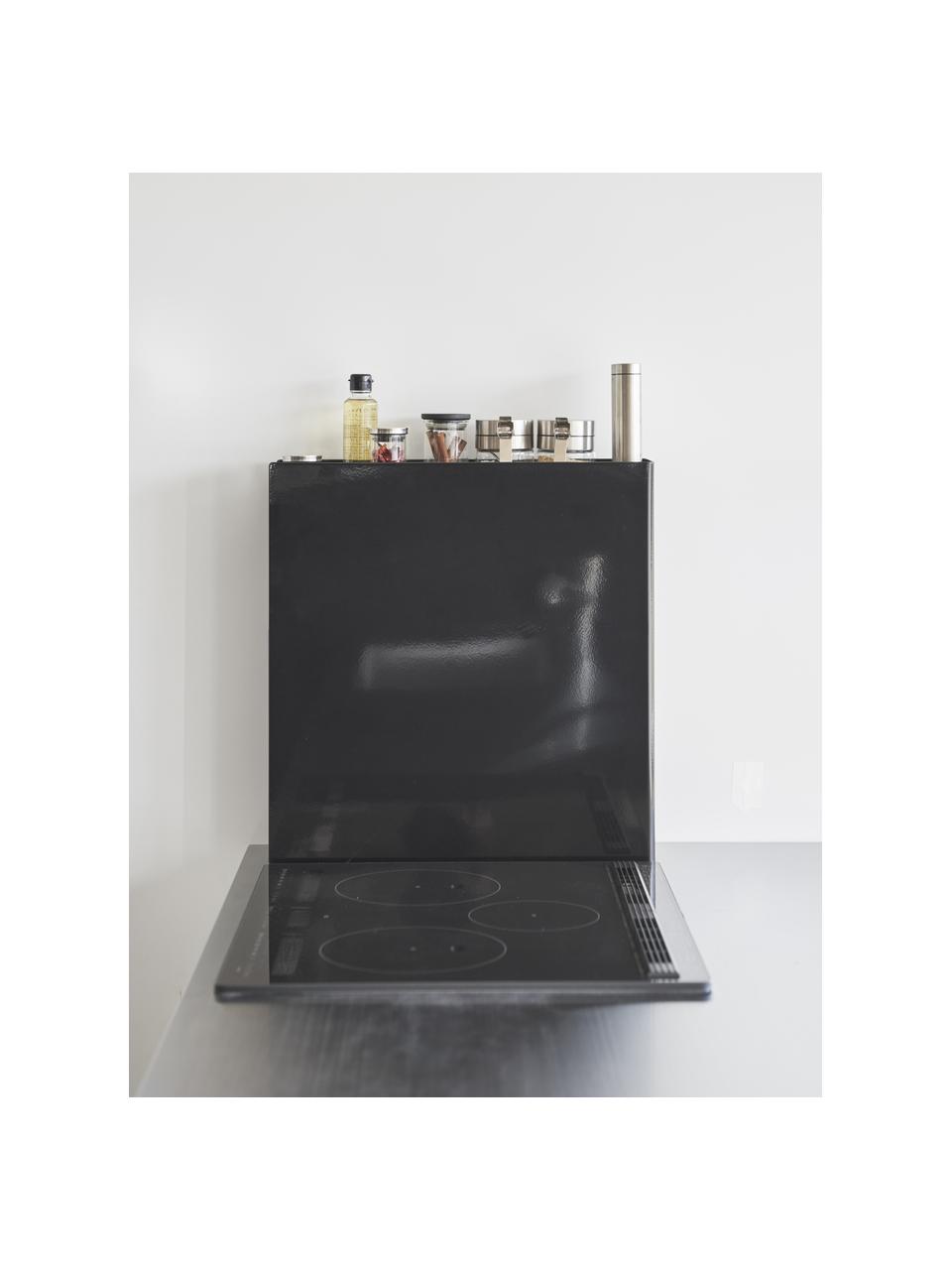 Ripiano estraibile da cucina in metallo Tower, Acciaio rivestito, Nero lucido, Larg. 13 x Alt. 53 cm