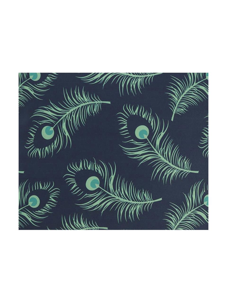 Kissenhülle Ekene mit Pfauenfedern Motiv, 100% Polyester, Dunkelblau, Grüntöne, 45 x 45 cm