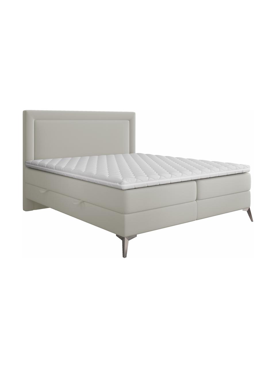 Prémiová sametová boxspring postel  s úložným prostorem Joy, Světle šedá, 140 x 200 cm, stupeň tvrdosti H3