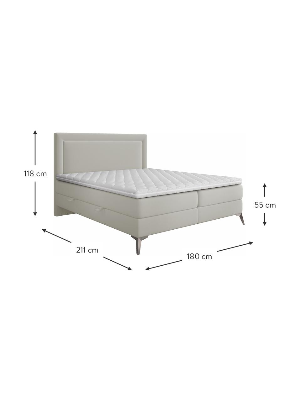 Prémiová sametová boxspring postel  s úložným prostorem Joy, Světle šedá, 140 x 200 cm, stupeň tvrdosti H3