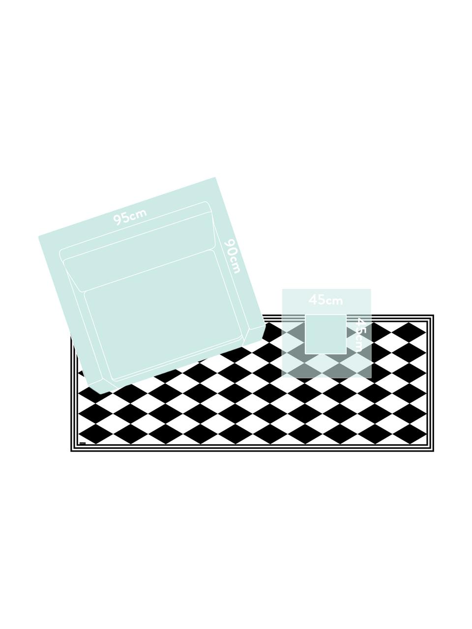 Flache Vinyl-Bodenmatte Bobby II, rutschfest, Vinyl, recycelbar, Schwarz, Weiß, B 65 x L 255 cm