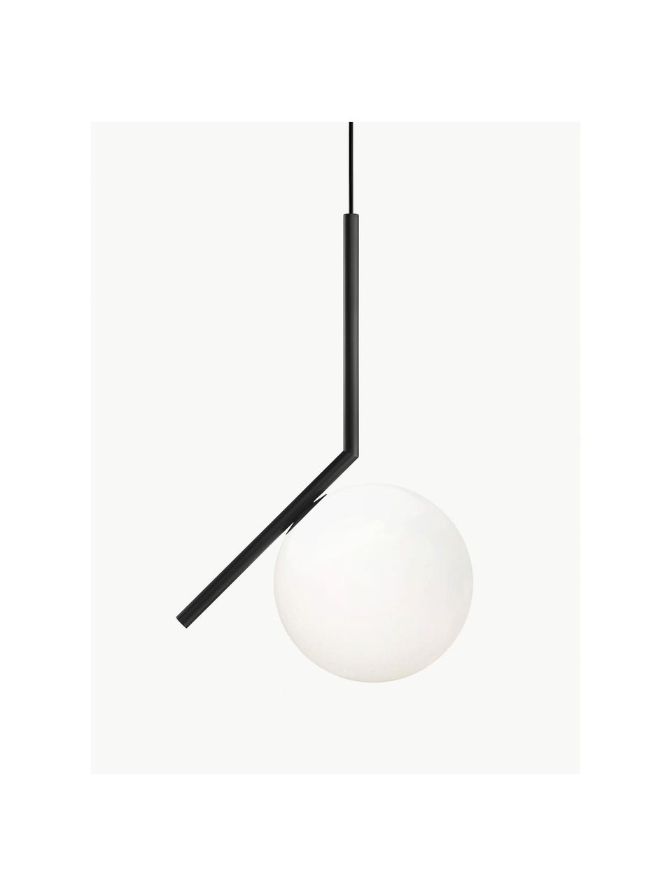 Petite suspension soufflée bouche IC Lights, haut. 47 cm, Noir, blanc, larg. 24 x haut. 47 cm