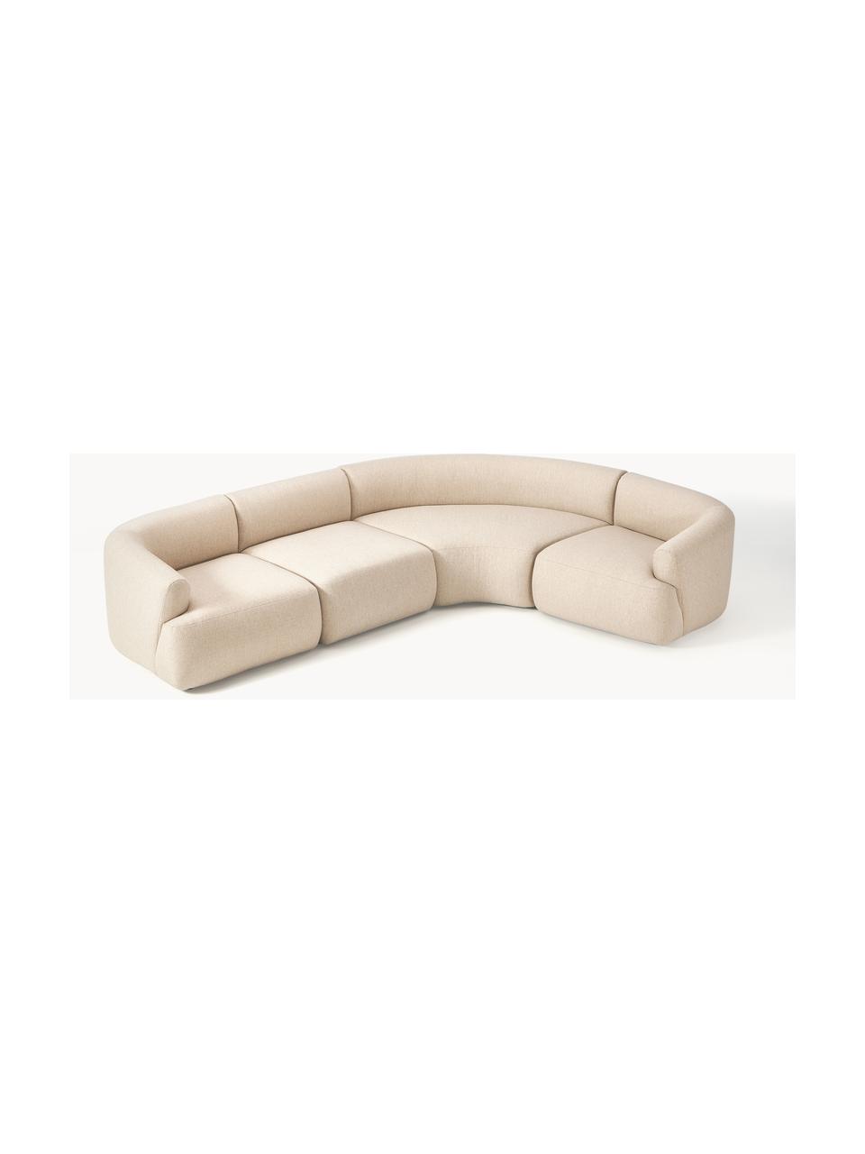 Modulares Ecksofa Sofia (4-Sitzer), Bezug: 100 % Polypropylen Der ho, Gestell: Fichtenholz, Spanplatte, , Webstoff Hellbeige, B 312 x T 235 cm