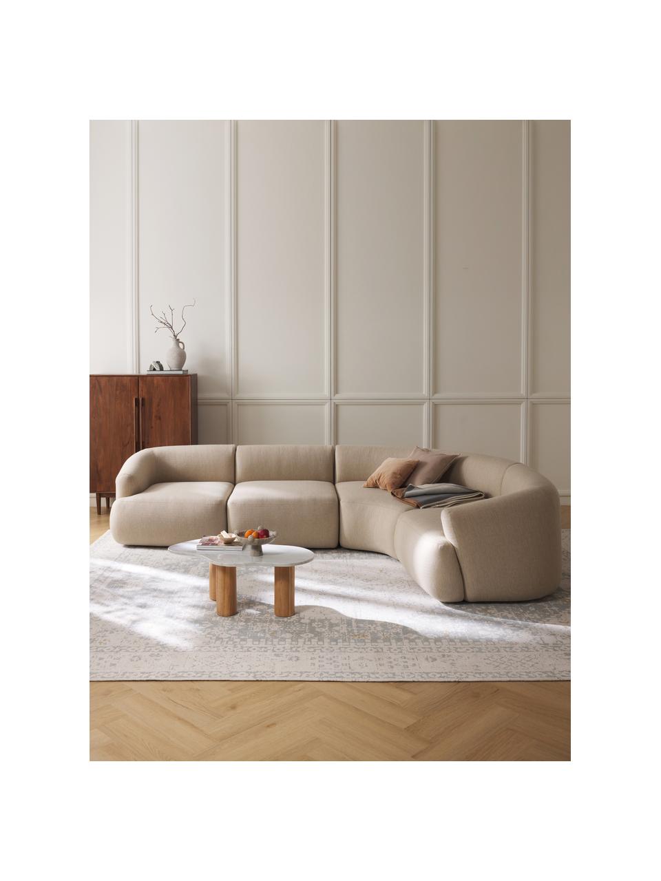 Modulaire hoekbank Sofia (4-zits), Bekleding: 100% polypropyleen Met 25, Frame: sparrenhout, spaanplaat, , Poten: kunststof Het materiaal d, Geweven stof lichtbeige, B 312 x D 235 cm