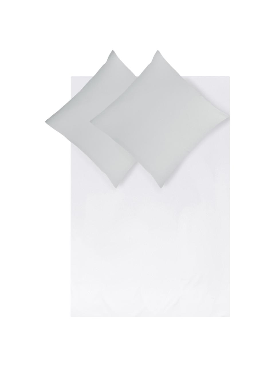 Obojstranná posteľná bielizeň z bavlneného saténu Julia, Svetlosivá, biela, 200 x 200 cm + 2 vankúše 80 x 80 cm