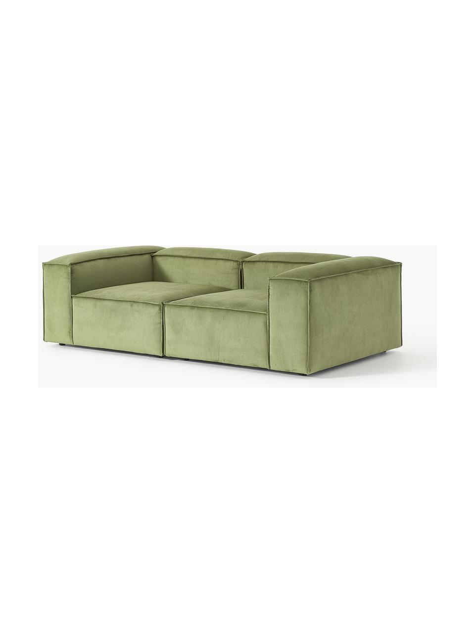 Canapé modulable 3 places en velours côtelé Lennon, Velours côtelé vert olive, larg. 238 x prof. 119 cm